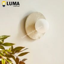 Luma Wabi-Sabi Gelbe Travertin-Glaskugel-Wandleuchte, Deckenleuchte aus Naturstein für den Innenbereich, Schlafzimmer, Wohnzimmer, Flur