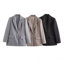 Neuer Damen-Anzugmantel, schlicht, lässig, französischer Fischgräten-Twill-Anzugmantel, Herbst/Winter, vielseitig gemischt, langärmelig, einzelne Schnalle