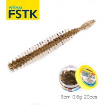 FSTK Wobbler Weicher Angelköder Pesca 20 Stück 60 mm 0,6 g Angelwurm Silikon Bass Hecht Swimbait Jigging Künstliche Kunststoffköder