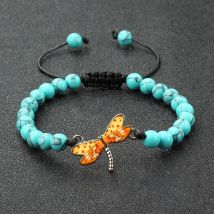 Braccialetto intrecciato con perline di libellula pietra naturale nodo regolabile fascino distanza braccialetti energetici buddismo per donna uomo regali gioielli