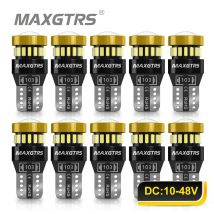 10x 9-48V W5W T10 LED Canbus Light Bulb Car Interior Reading Parking Width Lights White Ice Blue 12V/24V for Truck Pickup