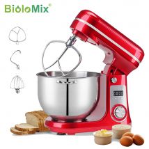 BioloMix Batidora de pie para alimentos de cocina, licuadora, motor silencioso, batidor de huevos y crema, amasadora de masa, 6 velocidades, 1200 W, 6 L, CC