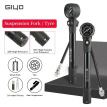 300psi Giyo MTB Federgabel-Pumpe Fahrradreifen-Luftpumpe Schrader Presta HP/HV Zwei-Modus-Aufpumpfunktion Hinterradfederungspumpe mit Manometer