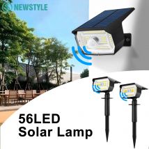 Faretti solari paesaggistici a 56 LED Sensore di movimento impermeabile esterno 3 modalità Luci solari alimentate da giardino a parete Cortile Portico Pathway