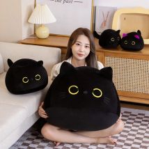 9cm-70cm Kawaii Big Size pluszowy kot poduszka okrągły czarny legowisko dla kota poduszki śpiące