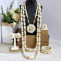 original white coral jewelry set nigeria beads for traditional marriage
