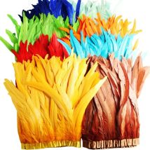 10 Yard/lot Hahn Schwanz Federn Borte für Handarbeiten DIY Handwerk 25-30 cm Feder Fransen für Kleidung Karneval zubehör