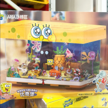 Spongebob Squarepants Area X Bikini Bottom Glow Light Building Blocks USB Charging Desk Decor Blind Box Ocean Scene Model Toy
