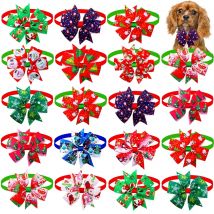 50PCS Dog Christmas Accessories Dog Bow Tie Pet Dog Cat Xmas Bowties Neckties Small Dog Holiday Party Grooming Accessores