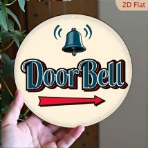 Vintage Americana „Doorbell“ rundes Aluminiumschild: Rustikale Metallkunst mit Glocke und Pfeilen – kabellose, langlebige Dekoration für Zuhause, Bar