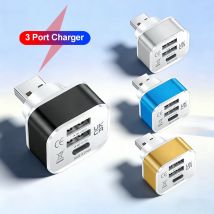 1X 3 porte Nuovo 2.0 2USB + Tipo-c Espansore per caricabatterie Splitter USB Adattatore hub USB Connettore multiuso per iPhone 14 Pro Samsung