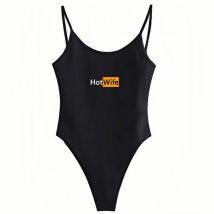 Hotwife Letter Sexy Women Jumpsuits Tops Female Sleeveless Sport Romper Bodysuits Funnysuits