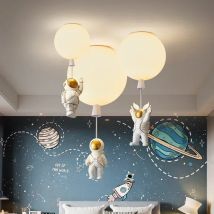Moderne LED Astronaut Ballon Decke Pendel leuchten für Kinder Kinderzimmer Dekor Glaskugel hängen Kronleuchter Lampe