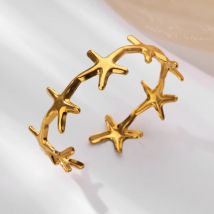 Minimalist ische Seestern Armreifen für Frauen Glück Edelstahl Manschette Armbänder 2024 Trend weiblichen Charme Schmuck Handgelenk Zubehör bff