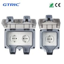 GTRIC Outdoor Waterproof Socket EU French UK Universal Standard Power Plug With Switch Double For Outdoor Gardens Home Bathroom