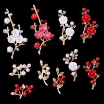 5 Pcs Alloy Rhinestone Pearl Flower Branches Leaves Button For DIY Shoes Clothing Bag Plate Buckle Handmade Jewelry Accessories