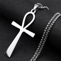 Egyptian Ankh Cross Stainless Steel Necklace Women/Men Symbol of Life Cross Necklace Jewelry cadenas de acero inoxidab