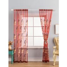 1pc europäische Stickerei transparenter Vorhang, Blumenmuster dünner transparenter Mull vorhang, Stangen tasche, Tüll im Patoral-Stil für Raum