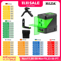 HILDA 2 Lines Laser Level Self Levelling Green Beams Laser Horizontal Vertical Cross Line Mini Laser Level