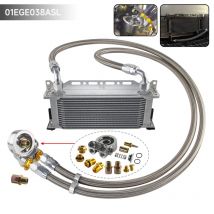 15-reihiges Universal-Motorölkühler-Set 10AN mit thermostatischem Ölfilter, Sandwichplatten-Adapter, M20 x 1,5 3/4-16UNF