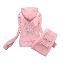 2 Piece Sets Women Outfit Tracksuit Hoodies Juicy Tracksuit 2 Piece Set with Pocket Trousers and Jacket Sets Velvet Tracksuit