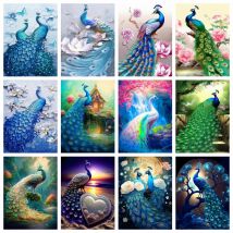 Azqsd Diamant Malerei 5d Pfau Tier Rose Stickerei Verkauf Pfingstrose Blume Wohnkultur Strass DIY Geschenk Strass DIY