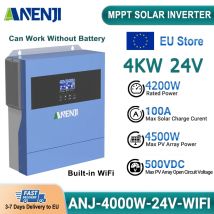 ANENJI 4KW 24V Inverter solare ibrido 220V Off Grid MPPT 100A PV 500VDC Regolatore solare a onda sinusoidale pura WIFI integrato
