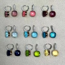 10,6 mm Nudo-Ohrringe, S925-Silber, Bonbon-Stil, Anhänger, 32 Farben, Kristall-Tropfen-Ohrringe für Frauen, edler Schmuck, Geschenk, trendig