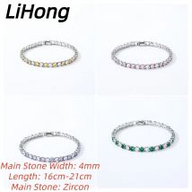 Gioielli in argento sterling 925 Bracciale da tennis da 16 cm a 21 cm Bracciale in argento sterling con zirconi da 4 mm per feste da donna