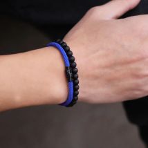 2 teile/para Seil Armband Mann weiblich schwarz Onyx Stein Perlen Armband Valentinstag Braslet für Liebhaber Yoga Charme Brazalete Joias