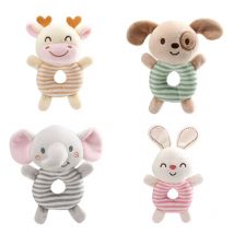 Nowe zabawki z grzechotką dla niemowląt Cartoon Animals Pluszowe zabawki dla niemowląt z pierścieniem na rękę dla noworodków 0-24 miesięcy Wczesna zabawka edukacyjna dla maluchów