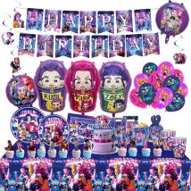 Anime KPop Demon Hunters Urodzinowe Dekoracje na Przyjęcie Balony Kubeczki Talerzyki Serwetki Obrus Baner Prezent dla Dzieci Upominek Dekoracja