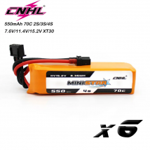 6PCS CNHL 2S 3S 4S 7.6V 11.4V 15.2V Akumulator Lipo 550mAh 70C MiniStar HV z wtyczką XT30 do RC FPV Racing Drone Drone Airplane