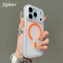 Corrugated Pattern For Magsafe Magnetic Wireless Charge Case For iPhone 17 16 15 14 13 Pro Max Transparen Bumper PC Matte Cover