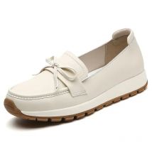 Flache Freizeitschuhe für Damen, leicht, weiche Sohle, Schleife, bequem, modisch, für Mütter, Training, Walking, Übergröße 44