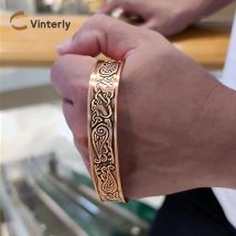 Vinterly reine Kupfer armbänder Wikinger knoten Vintage Magnetfeld therapie 15mm Manschette verstellbare hohe Magnete Armreifen veränderbarer Schmuck