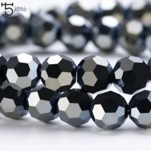 3 4 6 8mm Tschechische Schwarze Glasperlen Für Schmuck Machen Armband Diy Halskette Perlen Runde lose Spacer Kristall Perlen Großhandel Z102