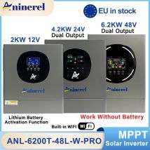 Aninerel 2kw 4.2KW 6.2kw 12V 24V 48V Inverter solare ibrido Doppia uscita Display LCD a colori MPPT 60A 100A 120A PV 160VDC 500VDC