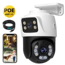 Dual Lens POE WiFi Camera Smart Home Security PTZ Camera 6MP HD Wireless Outdoor Dual Screens Auto Tracking Video Surveillance