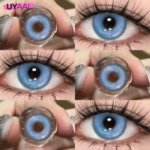 UYAAI Bunte farbige Linsen, 1 Paar blaue Augenkontakte, Anime-lila Linsen, koreanischer Stil, Y2K-Farbkon, rosa kosmetische Farblinsen