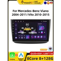 Podofo 4G CarPlay Android Radio For Mercedes-Benz Viano 2004-2011 Vito 2010-2015 Car Intelligent System 2din GPS Stereo RDS Unit