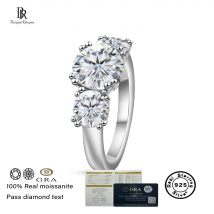 5 Karat Rundschliff-Moissanit-Verlobungsring für Damen, fünf Steine, massives 925er-Sterlingsilber, VVS-D-Farbe mit GRA-Zertifikat