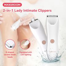 MAXGROOM 2-in-1-Elektrorasierer für Frauen, Nass-/Trocken-Schamhaarschneider, Bikini-Trimmer, Gesichtsrasierer, Damen-Körper, Intimknipser