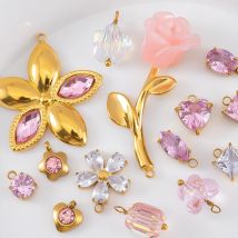 2/5 Stück Edelstahl Zirkon Blumen Anhänger Kristall Anhänger Wassertropfen Charms für DIY Schmuckherstellung Armband Zubehör