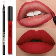 2 pezzi sexy penna per labbra rosse e smalto per labbra opaco set rossetto liquido regali per trucco coreano lucidalabbra tinta per labbra ad alto pigmento cosmetico