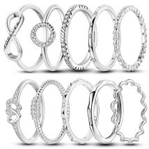 Damen schmuck 100% 925 Sterling Silber Ringe weiß Zirkon Klassiker für immer Liebe Hochzeit 6 7 8 9 Ringe Liebhaber Paar Geschenk