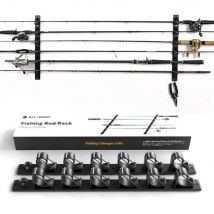 Wall/Ceiling Mount Fishing Rod Holder​​ – Horizontal Storage Rack Holds 6 Rods, Garage Organization System