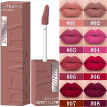 DUNUF 8 colori velluto opaco liscio facile da applicare lucidalabbra a tubo quadrato rossetto idraulico tridimensionale impermeabile