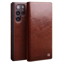 Qialino Echtleder-Handyhülle für Samsung S25 S24 S23 S22 Plus Ultra Business-Stil Mode Luxus mit Kartenfächern