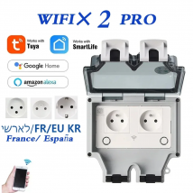 Wodoodporne gniazdko elektryczne Tuya EU FR KR IL IP66 do użytku zewnętrznego z timerem, inteligentne gniazdko Wi-Fi Smart Life, gniazda zasilające 220V, podwójne gniazdo główne